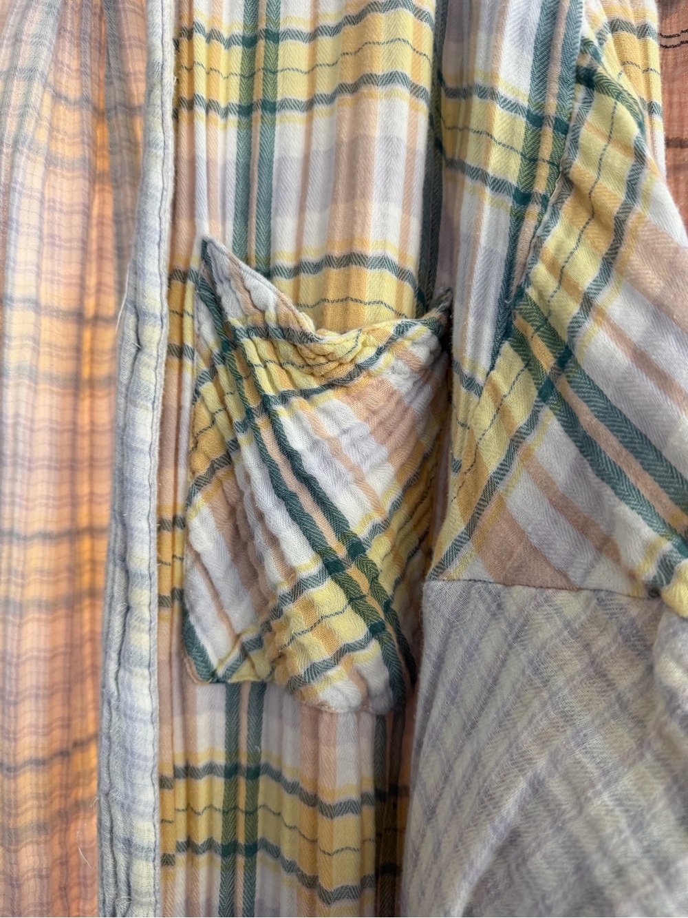 Free People Plaid Button Down Shirt Duo in Yellow and Pink and Gray Sweater - Picture 6 of 9